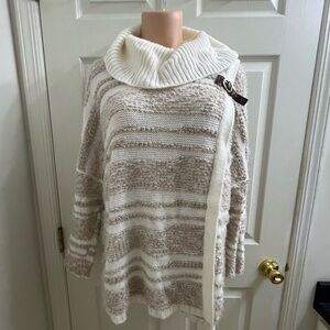 Calvin Klein Striped Sweater with Cowl Neck